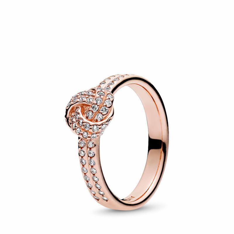 Pandora Rose™ Sparkling Love Knot Statement Ring - Pandora Rose/Cubic Zirconia - Canada | GL7634PU